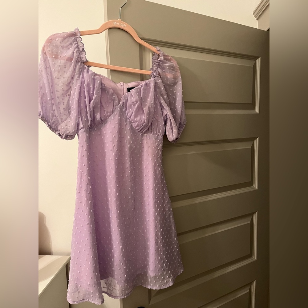 Purple, puff sleeve summer dress